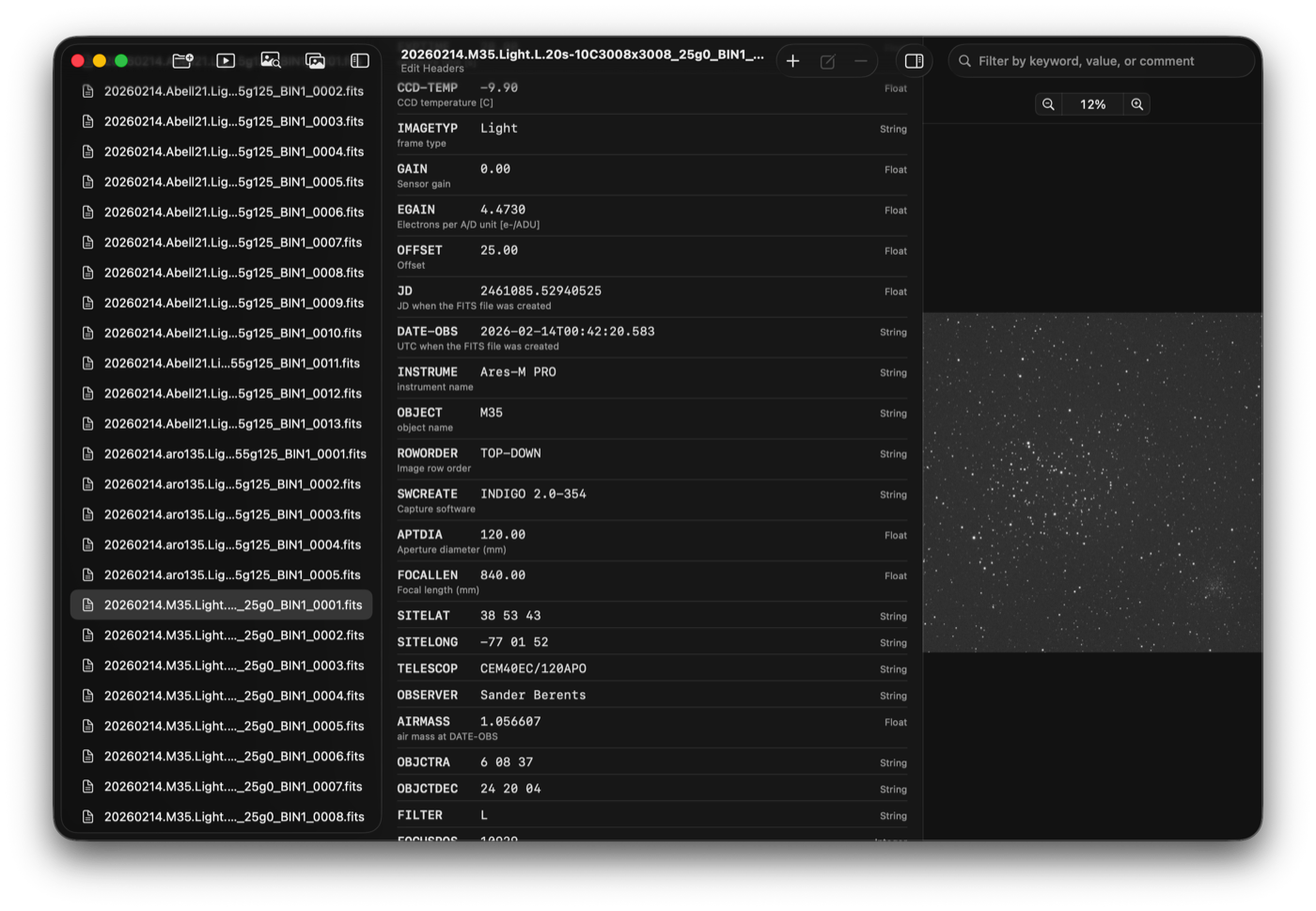 Edit Headers window